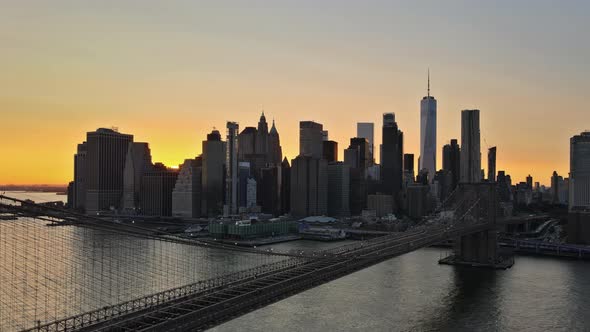 New York, Brooklyn Bridge at Night in New York City Manhattan US