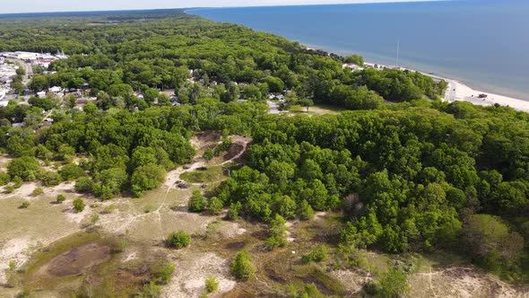 Muskegon's coastal area from the air.