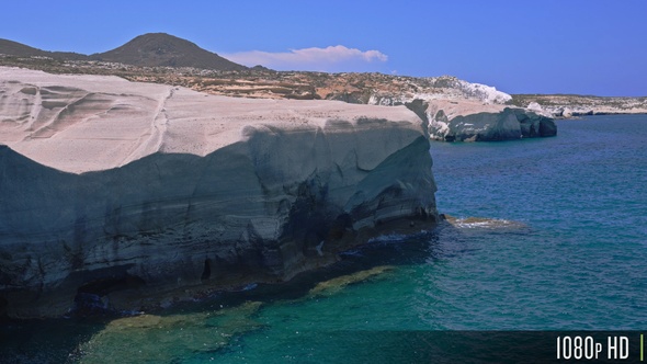 Slow motion parallax of Sarakiniko Cliffs on Milos island, Greece