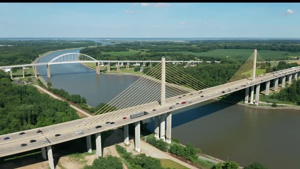 Two Bridges Cross the Chesapeake and Delaware Canal at St Georges DE