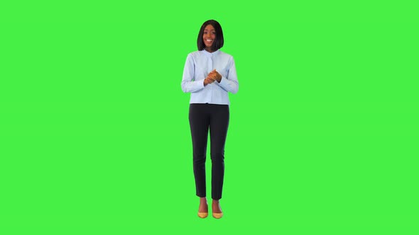 Young African American Female in Formal Business Outfit Show Okay Approval Sign Talking Gesturing on