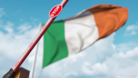 Closed Boom Gate on the Irish Flag Background