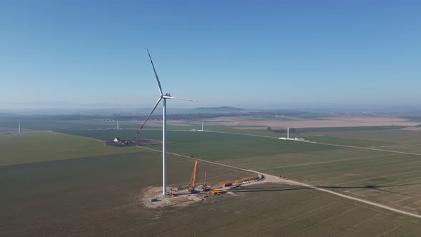 Construction Site Near Windmill Turbine Wind Generator Installing