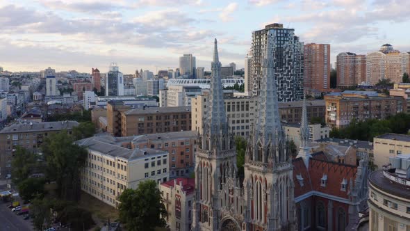 Aerial View of Morning Cityscape with Sky Background