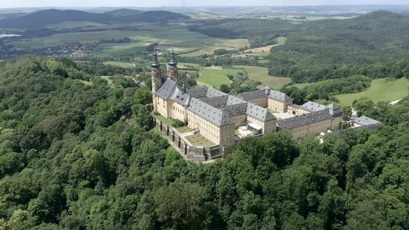 Aerial shot of Banz Abbey, Upper Franconia, Germany