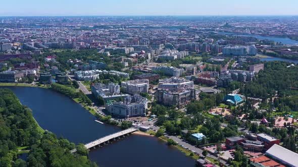 Saint-Petersburg City on Sunny Summer Day. Aerial View. Russia