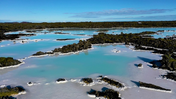 Iceland. Aerial View Of Blue Lagoon. Popular Geothermal Spa With Outdoor Lagoon.