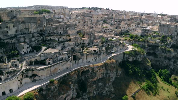 Panoramic View of Ancient Town of Matera in Sanny Day, Basilicata, Southern Italy