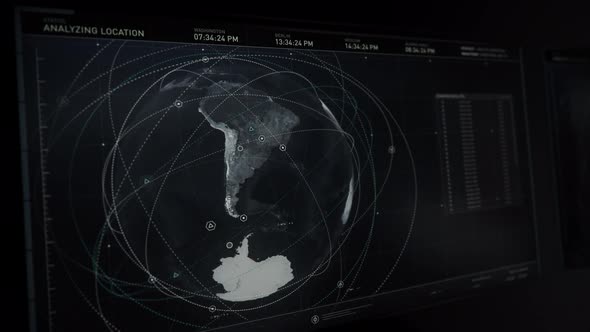 Matrix Analysis Network System On Display Provides View Of Airport In Argentina