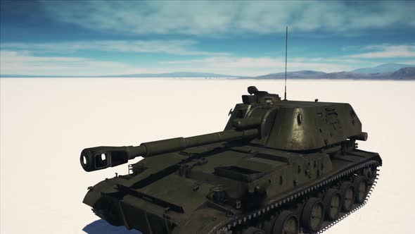 Military Tank in the White Desert