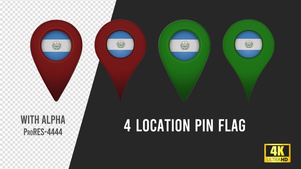 El Salvador Flag Location Pins Red And Green