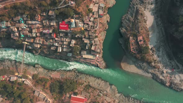 Aerial view of Kharakmaf township, India.