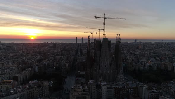 City of Barcelona and Cathedral of Sagrada familia, Spain