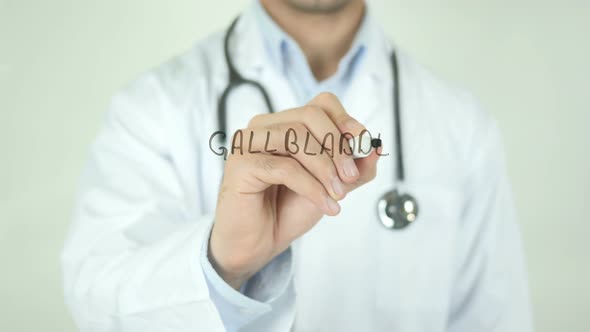 Gallbladder, Doctor Writing on Transparent Screen