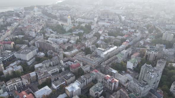 Cityscape of Kyiv, Ukraine. Aerial View, Slow Motion