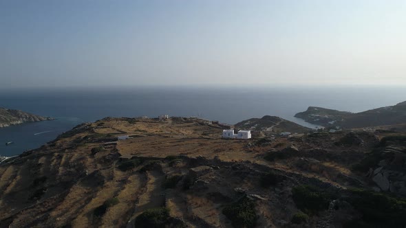 Mylopotas on the island of Ios in the Cyclades in Greece seen from the sky