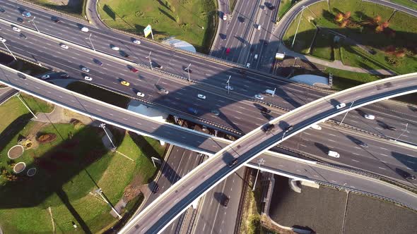 Freeway Intersection Traffic Trails in Moscow