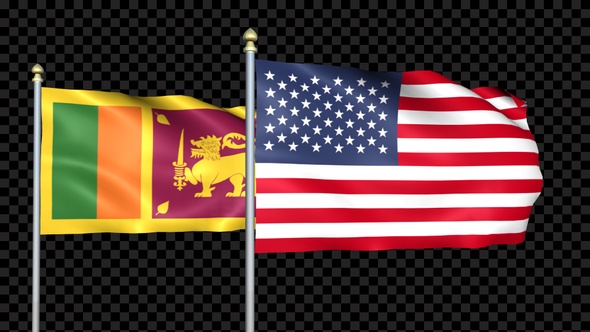 Sri Lanka And United States Two Countries Flags Waving