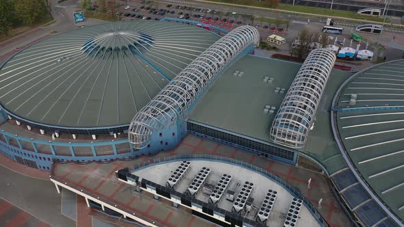 Top View of the Street and Sports Complex in Chizhovka