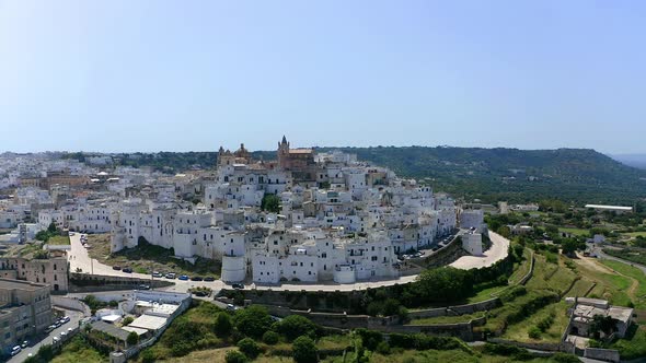 Aerial view of old town, Ostuni, Apulia, Italy