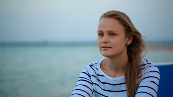 Thoughtful Woman By  Sea