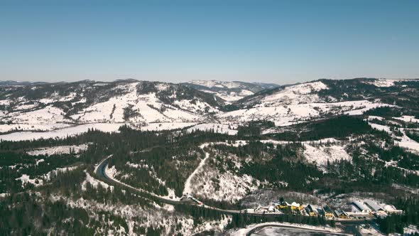 Beautiful Landscape of Mountains Covered with the First Snow