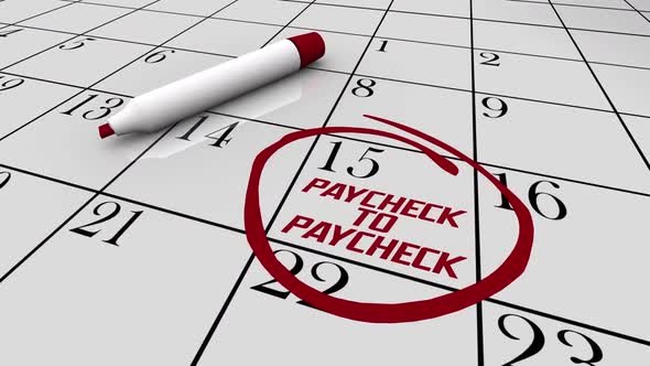 Paycheck To Paycheck Difficulty Paying Bills Budget Calendar 3d Animation