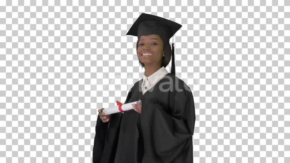 Smiling African American female student, Alpha Channel