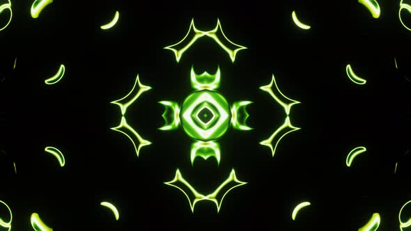 Flashing Orange and Green Abstract Kaleidoscope Neon Animation