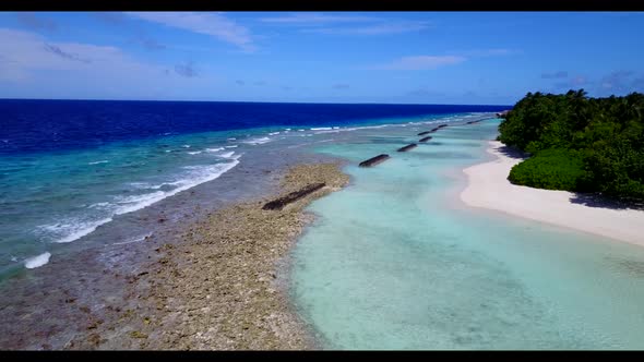 Aerial drone view tourism of marine coast beach trip by blue water and clean sand background of jour
