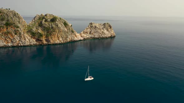 Yachts at Sea Filmed on a Drone