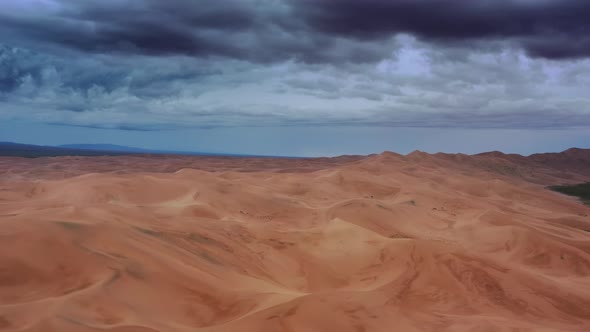 Aerial View of Sand Dunes in Gobi Desert