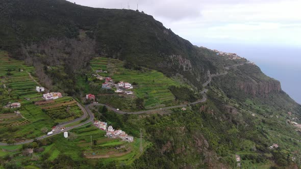 Flying over the countryside near Icod el Alto in Tenerife, Canary Islands, Spain