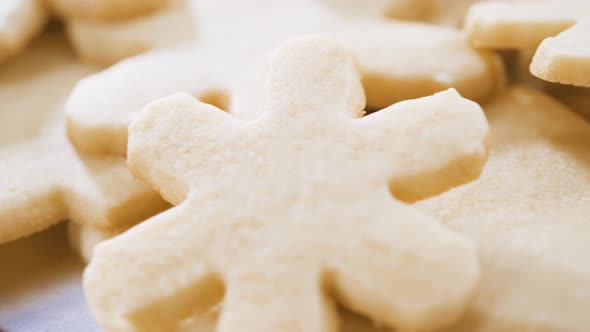 Pile of Freshly Baked Sugar Cookies in Snowflake Shape