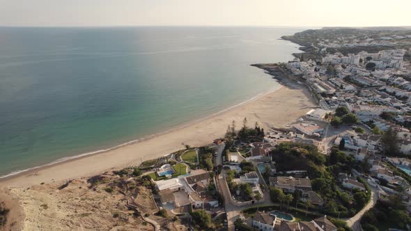Luxury prime seaside real estate, Praia da Luz, Algarve. Vacations by the beach concept.