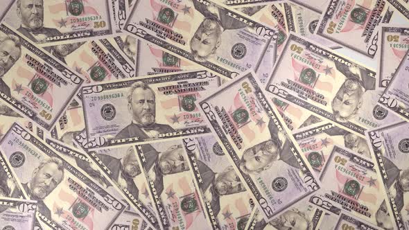 50 dollar bills background. Many banknotes. alt