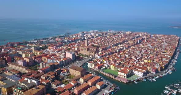 Top View of a Beautiful Ancient Italian City on the Water