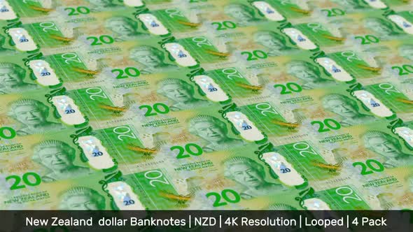 New Zealand Banknotes Money / New Zealand dollar / Currency NZ$ / NZD / 4 Pack - 4K