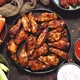 Grilled Spicy Chicken Wings Served with Tomato and Yogurt Dips Celery and Carrot - VideoHive Item for Sale