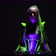 Front View Futuristic Woman with Fluorescent Makeup Singing Dancing Bending at DJ Set As Live Camera - VideoHive Item for Sale
