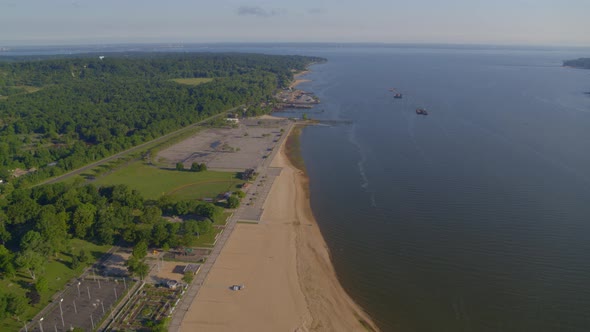 Aerial Pan of Bar Beach in North Hempstead Park Port Washington