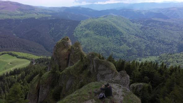 Man Above The Rocks   Mountain Landscape