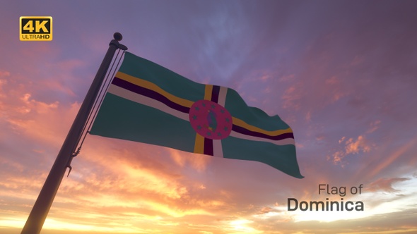 Dominica Flag on a Flagpole V3 - 4K