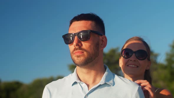 Happy Couple on Summer Beach