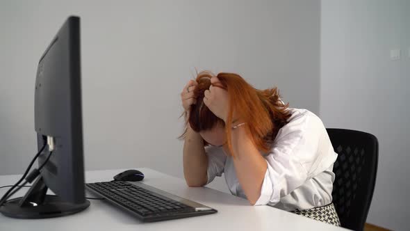 Unhappy Woman Getting Angry While Working on Computer in Office 4K