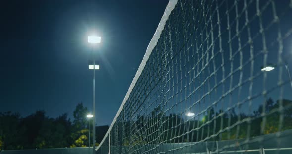 Closeup Shot of Central Net in Tennis Circuit