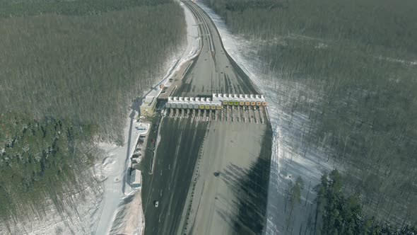 Toll Plaza on the Toll Road in Winter