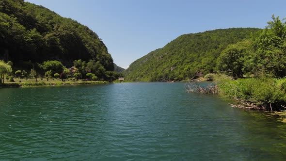 Fast Extreme Dive Flight Over the Epic Waterfall at Exotic Una River Aerial View