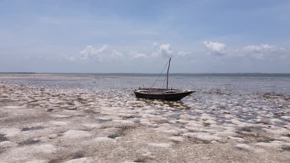 Ocean Low Tide Near the Coast of Zanzibar Island Tanzania