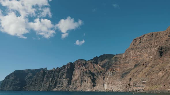 Time-lapse View of Cloud Formation Near Huge Cliffs on an Ocean Shore of Los Gigantes, Tenerife